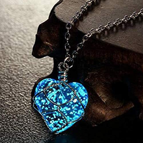 Glowing Necklace with Montana Blue Heart Crystal Pendant