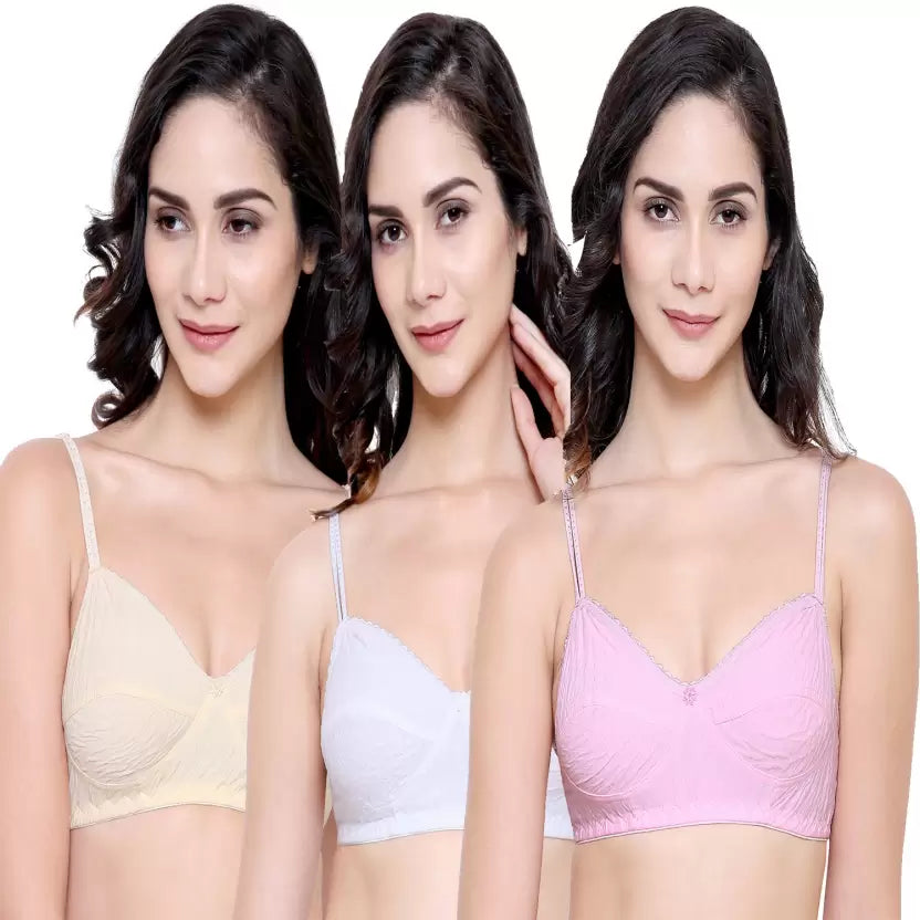 Women T-Shirt Non-Padded Bra (Pack of 3)