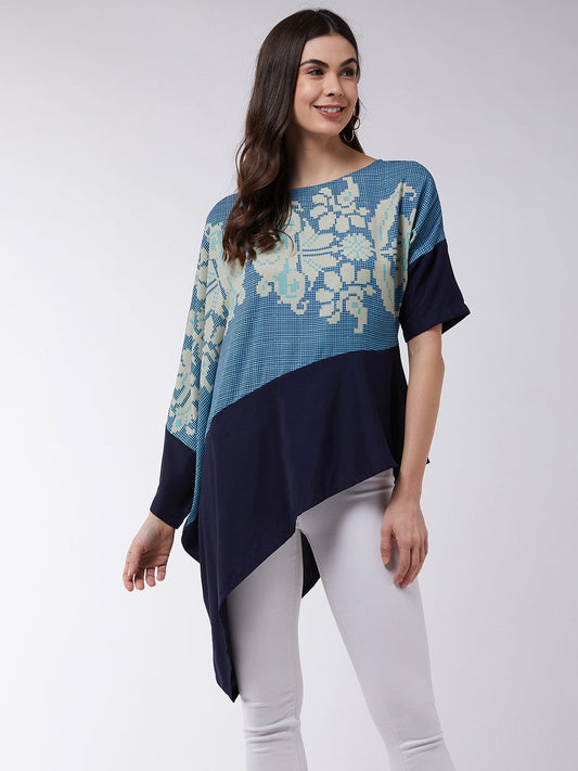 Zima Leto Women's Asymmetric Printed Loose Top